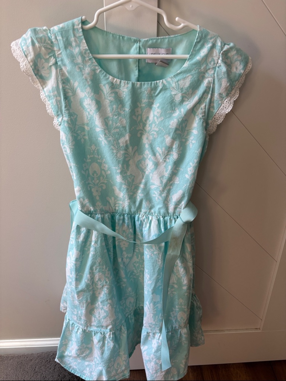 The Children's Place Mint Green and White Floral Belted Dress